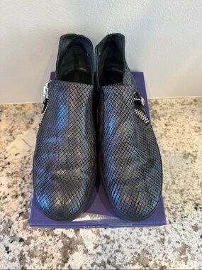 Stuart Weitzman Black Snakeskin Slip-On Sneakers